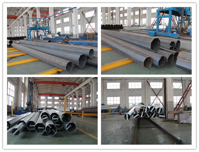 69 KV Philippines Galvanized Steel Pole / Electrical Pole With Cross Arm 3