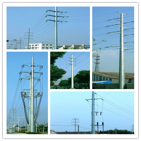 138 KV Anti Corrosion Conical Steel Utility Pole With 30000m Aluminum Conductor 0