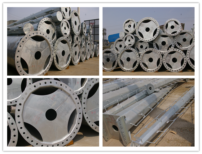Round Tapered Polygonal Galvanised Steel Pole For Electrical Transmission 1