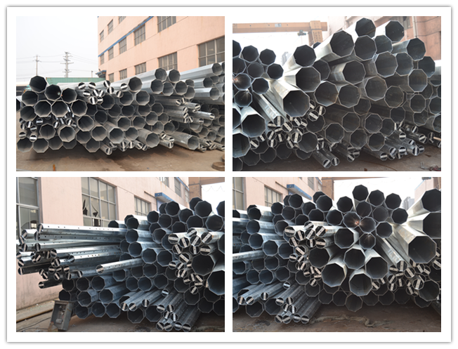 Round Tapered Polygonal Galvanised Steel Pole For Electrical Transmission 2