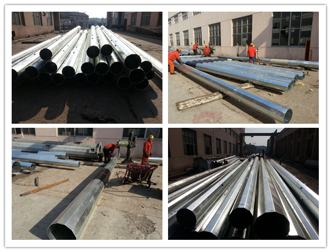 400 KV Steel Utility Galvanized Steel Poles With Shock Resistance Power Line 0