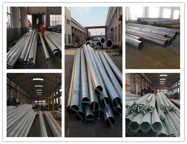 8m 5KN Galvanized Steel Pole / Galvanised Steel Poles For Power Distribution Line 0