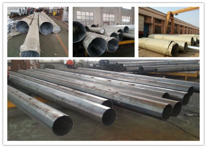 Electrical Power Transmission Poles For Distribution Line Project , Steel Power Pole 1