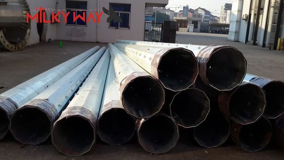 17m जस्ती स्टील पावर ट्रांसमिशन पोल 1200daN लोड ASTM A123 आपूर्तिकर्ता
