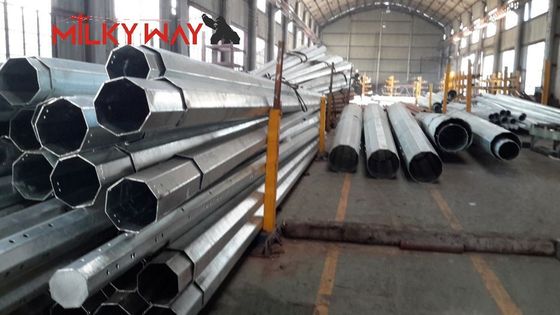 17m जस्ती स्टील पावर ट्रांसमिशन पोल 1200daN लोड ASTM A123 आपूर्तिकर्ता