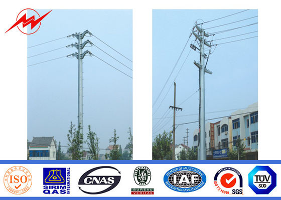Outdoor Polygonal Q345 Material 30FT Electric Power Pole 1 Section