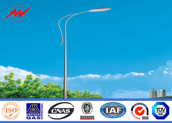 galvanized decorative solar galvanized Steel Street Light Poles with cross arm