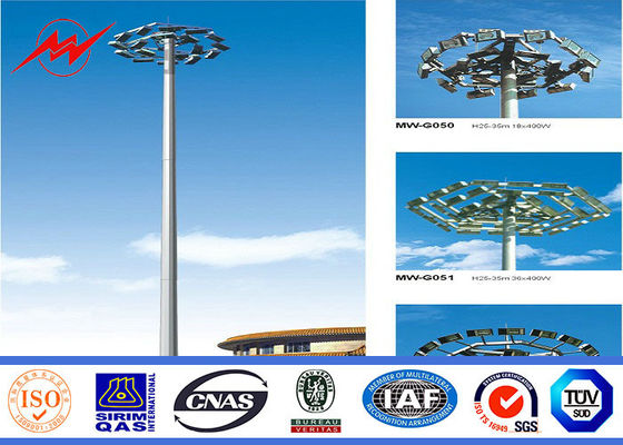Multisided Powder Coating 40M High Mast Pole with Winch for Park Lighting