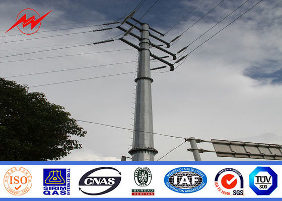 69KV steel pole 25ft Galvanized Steel Pole with cross arm
