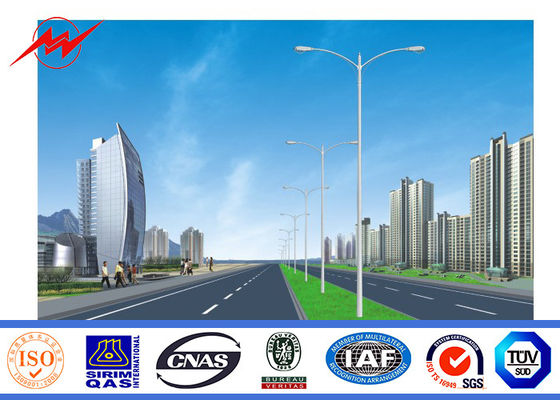 Driveway 2.5mm Painting Galvanized Steel Pole One Section with Two Cross Arm