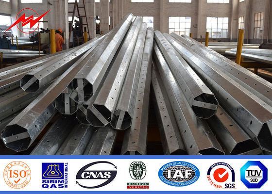11KV HDG Electric Transmission Power Pole 25M 20KN with Cross Arms
