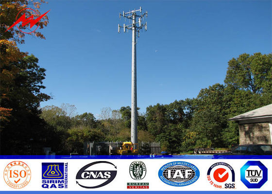 Conical 90ft Galvanized Mono Pole Tower , Mobile Communication Tower Three Sections