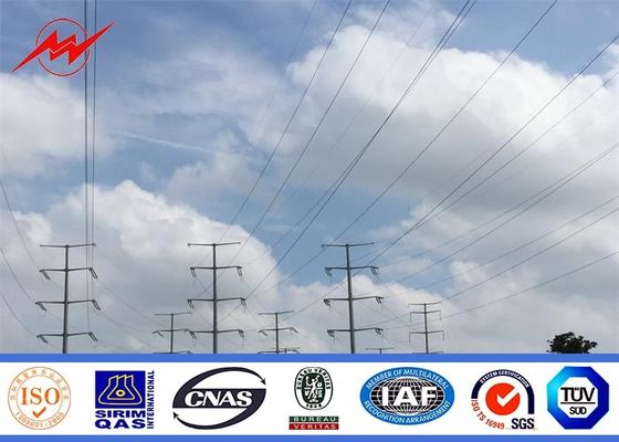 High Voltage 220 KV Double Circuit Electrical Galvanized Steel Pole For Transmission