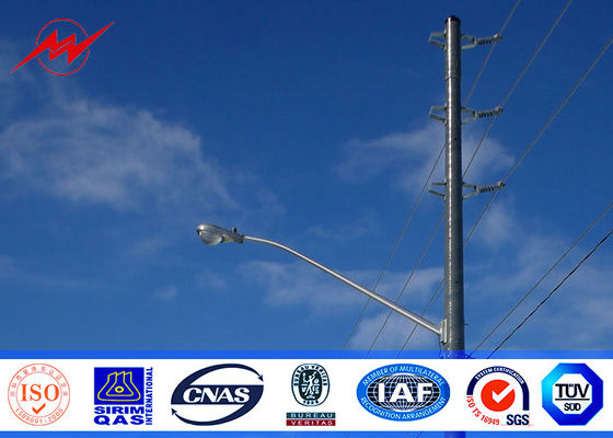 14m 500 Dan Tapered Steel Utility Pole , Galvanized Steel Poles With Climbing Ladder Protection