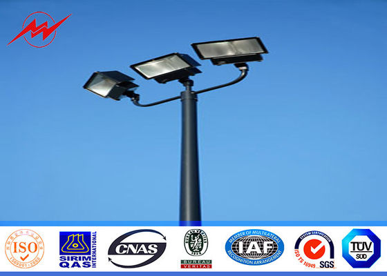Square 6m Round Tapered LED Parking Lot Light Pole With Galvanization