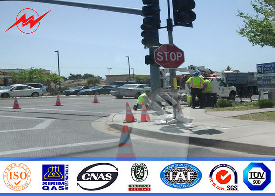 4m Seaside Freeway Traffic Sign Polyester Traffic Light Pole With Double Bracket