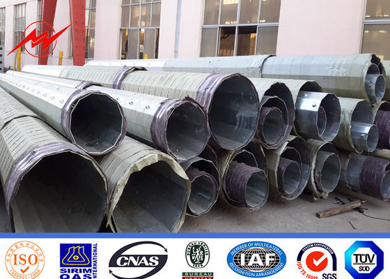 6mm Polygonal 60FT Electrical Utility Poles With Cross Arm Corrosion Resistance