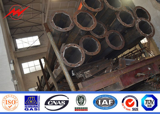 12M Double Arm 4mm Parking Lot Light Pole With 1.5M Cross Arm