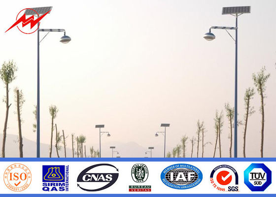 Octagonal Solar Double Arm Galvanized Street Light Poles With Flange