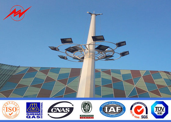 Stadium Lighting 36.6 Meters Galvanized High Mast Light Pole With 600kg Raising System