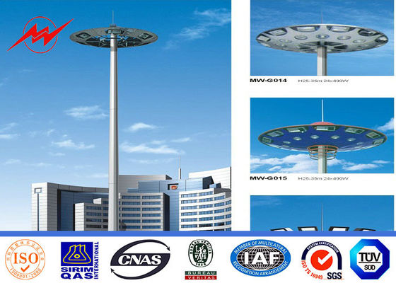 45m Galvanized High Mast Tower 100w - 5000w For Airport / Seaport , Single Or Double Arm