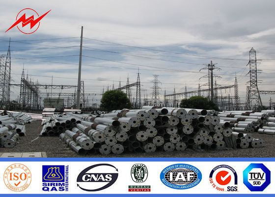 14M Galvanized Steel Transmission Pole 8 Sides Sections 4mm Wall Thickness