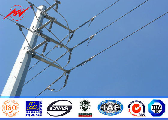 Round HDG 10m 5KN Steel Electrical Utility Poles For Overhead Transmission Line