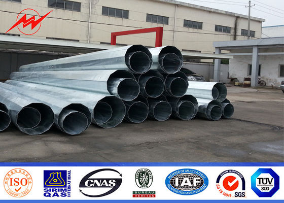 Multi Side 55FT 20KN Metal Utility Poles Hot Dip Galvanization Surface Treatment