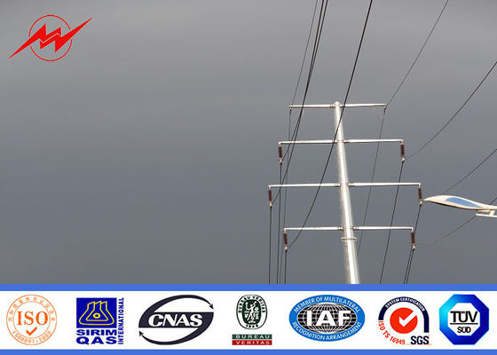 Galvanized 14mm 3KN Steel Power Pole 8mm Thickness For Distribution Power Line