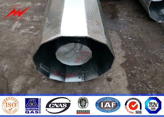 Round Shaped Galvanized Steel Pole 16 Sides With Galvanized Climbing Bolt