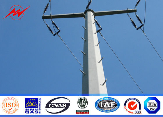 Tapered Two Section Steel Electrical Utility Poles ASTM A123 Galvanization Standard