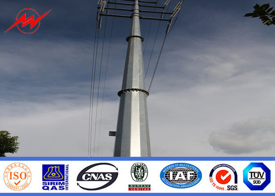 Polygonal 12m Galvanized Steel Pole 1000 Dan 300 Dan Steel Power Line Pole