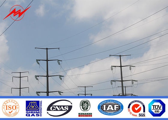 14M 12 Sides Galvanized Steel Pole 500 KV High Voltage Transmission Line