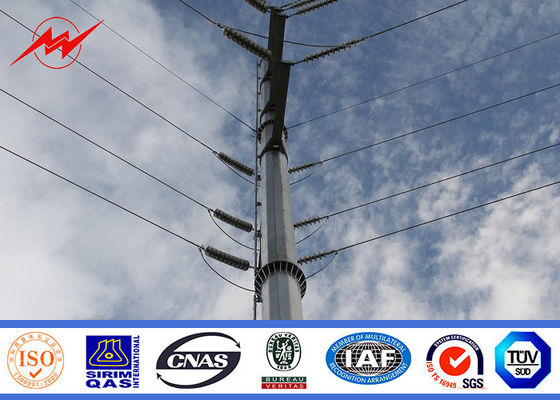12m Electrical Steel Utility Pole For 132kv Transmission Power Line