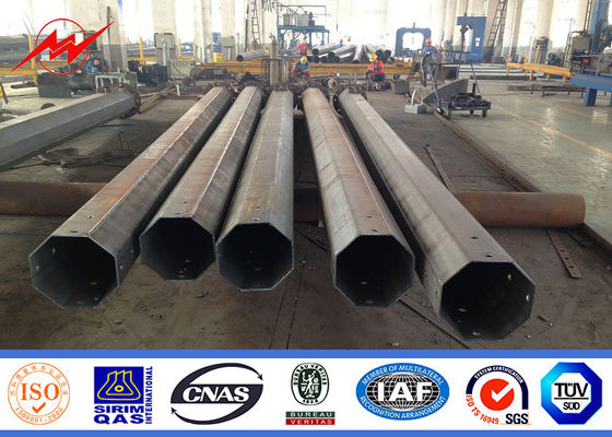 Conical 5mm Steel Transmission Poles 17m Height Three Sections 510kg Load Bitumen