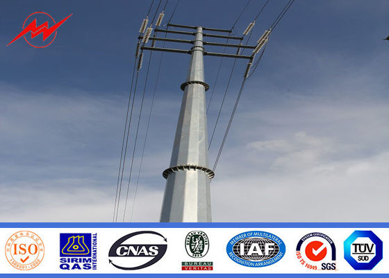 Steel Utility Galvanized Steel Transmission Poles , Shock Resistance Power Line Pole