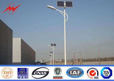 Q235 Hot Dip Galvanized Street Light Poles 12m With Cross Arm 1.8 Safety Factor