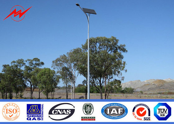 12m Q235 Hot Dip Galvanized Street Lamp Pole With Cross Arm 1.8 Safety Factor