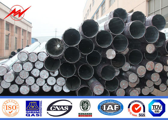 11M 2.5KN Octagonal Galvanized Steel Pole Bitumen Surface 34.5 KV Power Line Pole