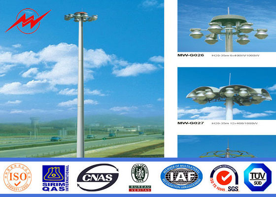 Galvanized Octagonal High Mast Light Pole Single Double / Triple Arm For Stadium