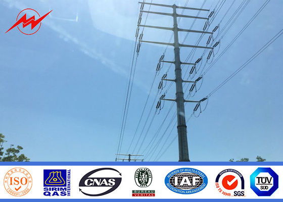 9M 300 DAN High Voltage Power Transmission Poles 6mm Thickness Galvanized Burial Type