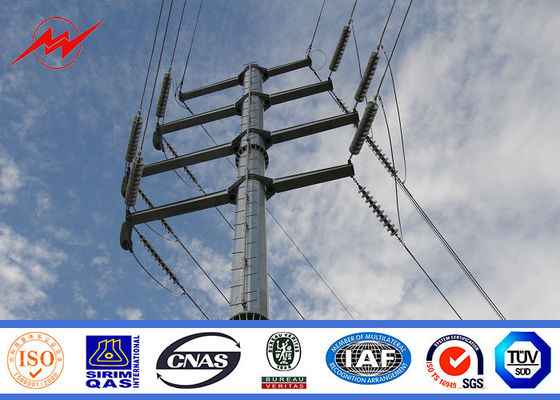 Hot Dip Galvanized Steel Electric Utility Poles For Electrical Distribution Line Project