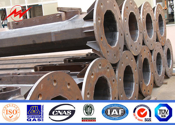 जस्तीकरण 25 एम हाई मास्ट टॉवर निकला हुआ किनारा ट्यूबलर स्टील मोनोपोल संचार टॉवर