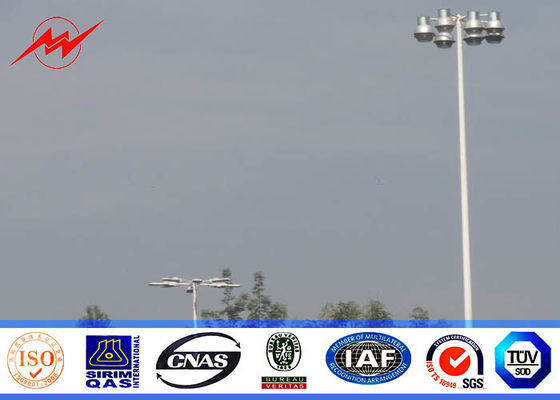 45M Galvanized Octagonal High Mast Light Pole Platform 80 nos LED Light For Stadium