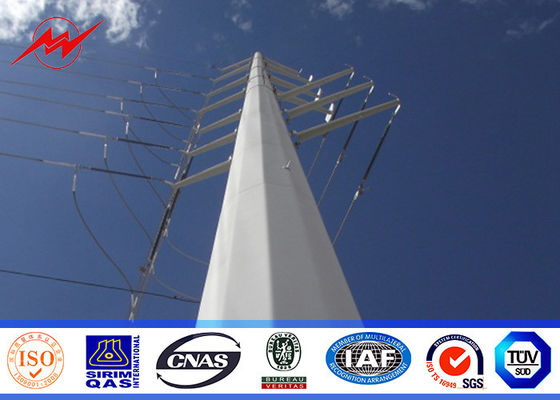 14m Octagonal Steel Power Distribution Poles Galvanized Bitumen AWS D1.1 For Transmission Overline
