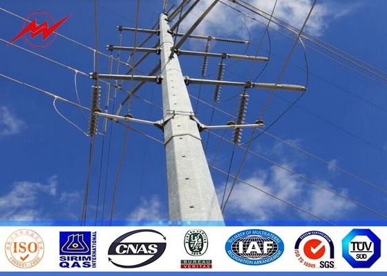 14m Octagonal Steel Power Distribution Poles Galvanized Bitumen AWS D1.1 For Transmission Overline