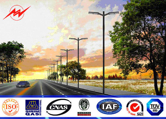 10m 5mm Wall Thickness Outdoor Square Galvanized Street Light Poles Parking Lot Light Pole With Double Arms