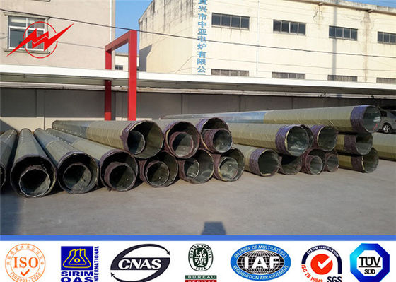 100KV Electric Transmission Line Steel Galvanized Pole , Electrical Power Poles