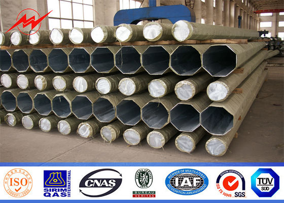 ट्रांसमिशन वितरण के लिए 132kV उच्च शक्ति स्टील पावर पोल 15 मिमी मोटाई