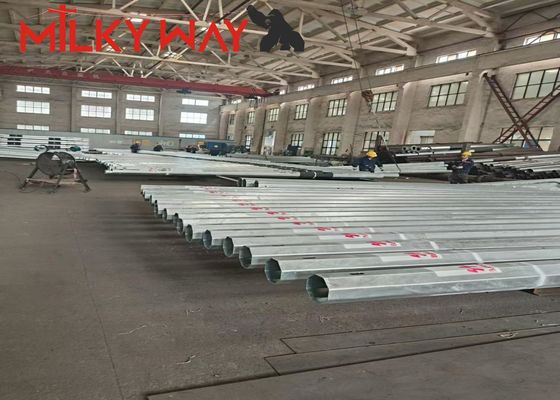 15M 8KN Gr65 स्टील ट्यूबलर पोल अफ्रीका बाजार के लिए और बीवी प्रमाणन और 3 मिमी दीवार मोटाई के साथ